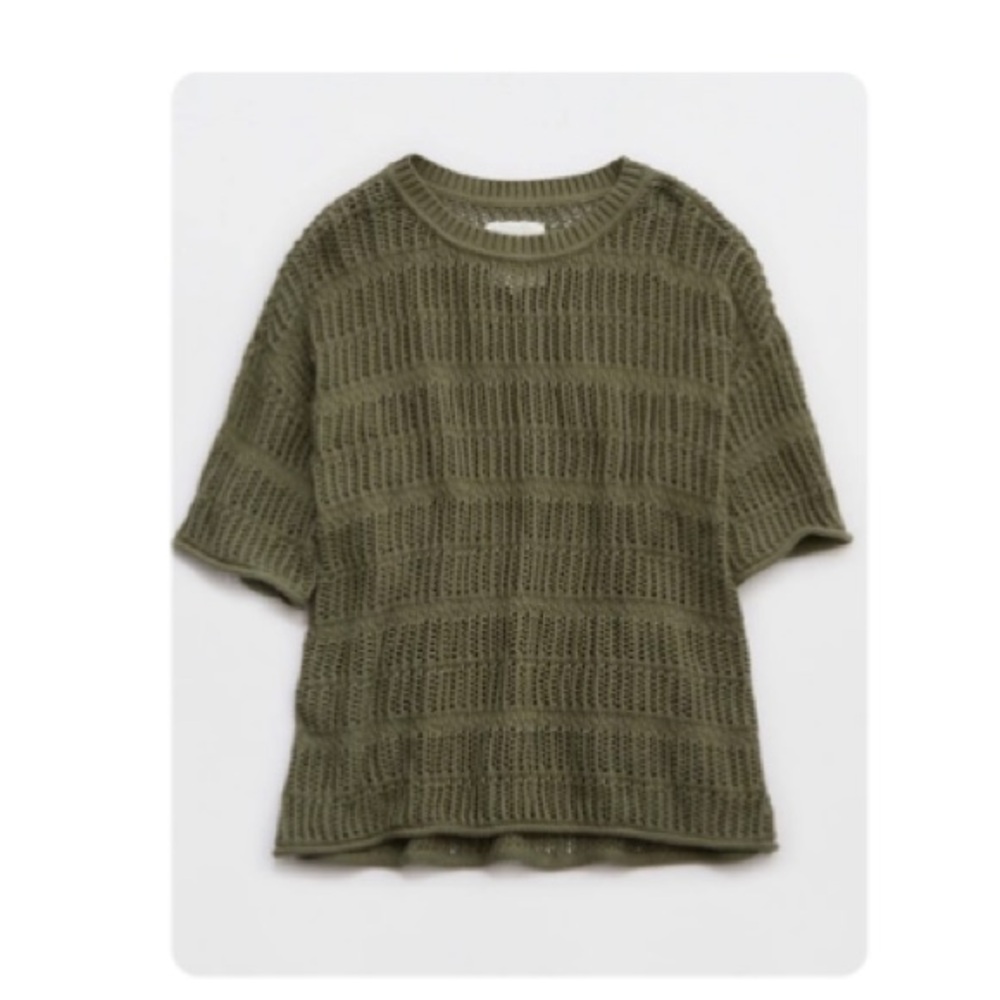 NEW Aerie Crochet Oversized Short Sleeve Sweater